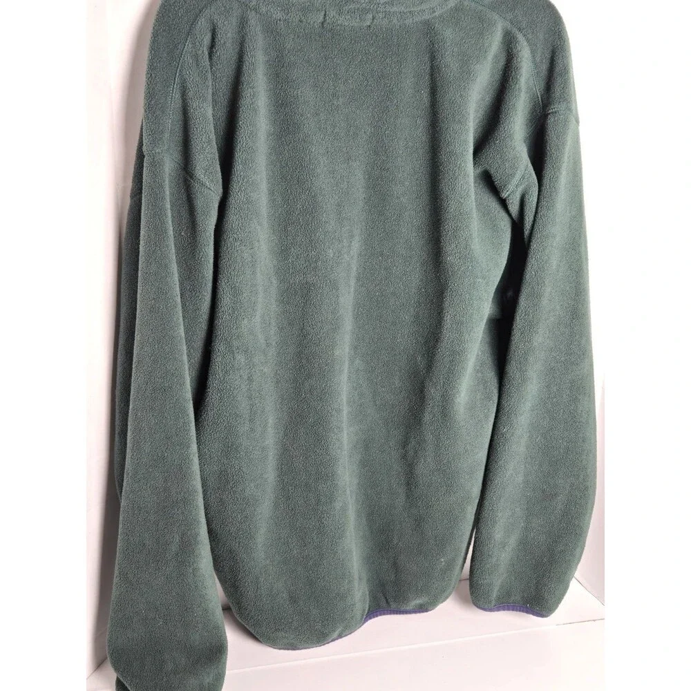 Vintage Nautica Mens Pullover Size L Green Fleece 1/4 Zip Long Sleeve Crest Logo